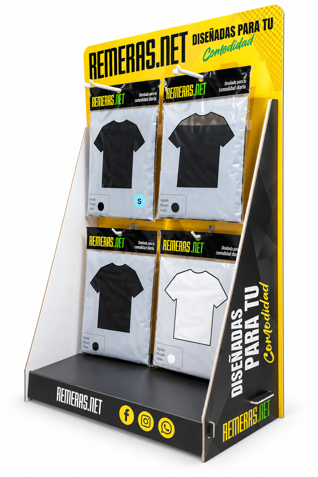 Exhibidor de Remeras.net en perspectiva